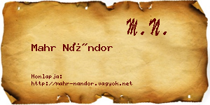 Mahr Nándor névjegykártya