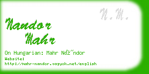 nandor mahr business card
